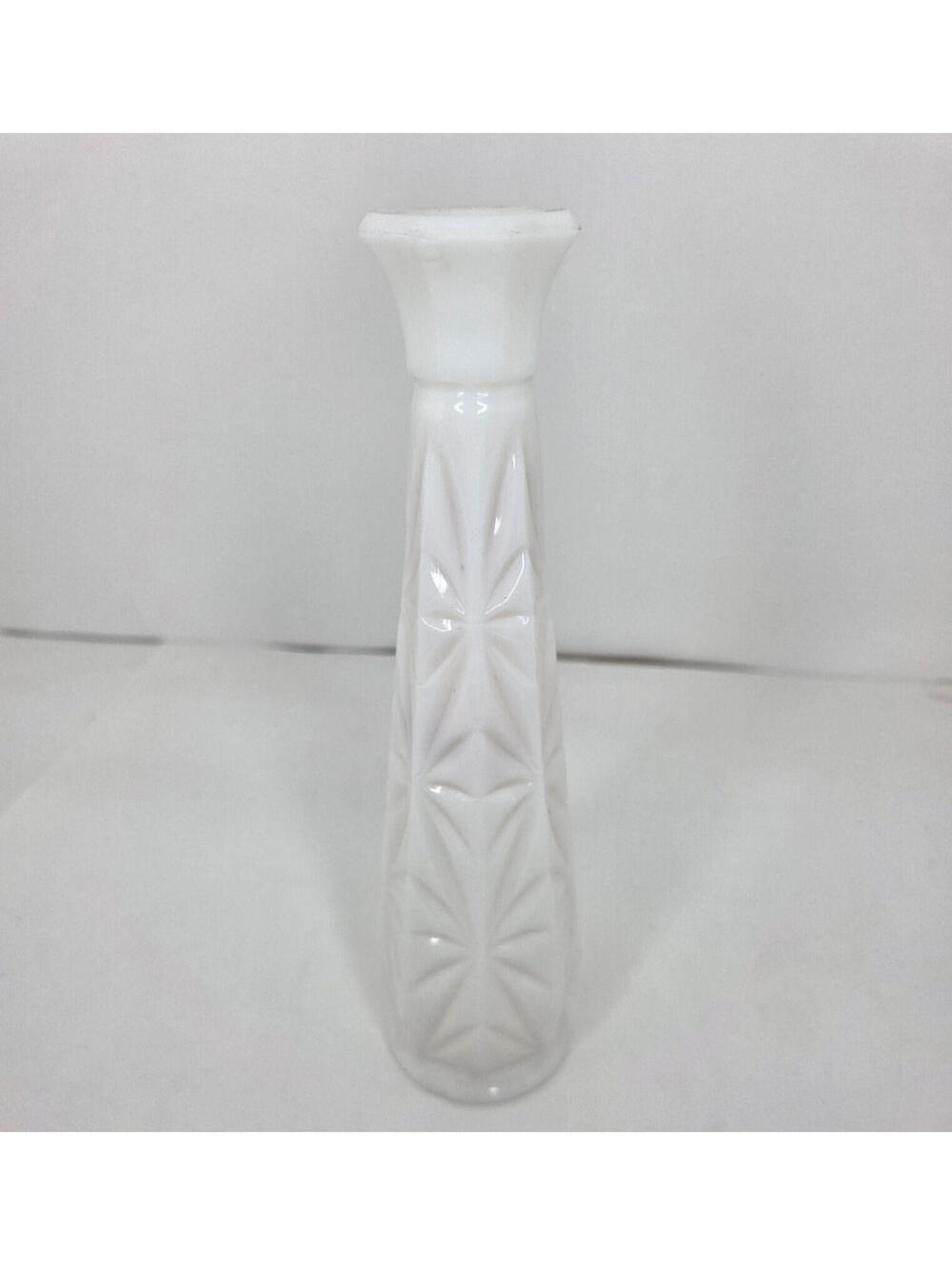Hoosier Milk Glass w/ Starbust Pattern Bud Vase 9' Tall